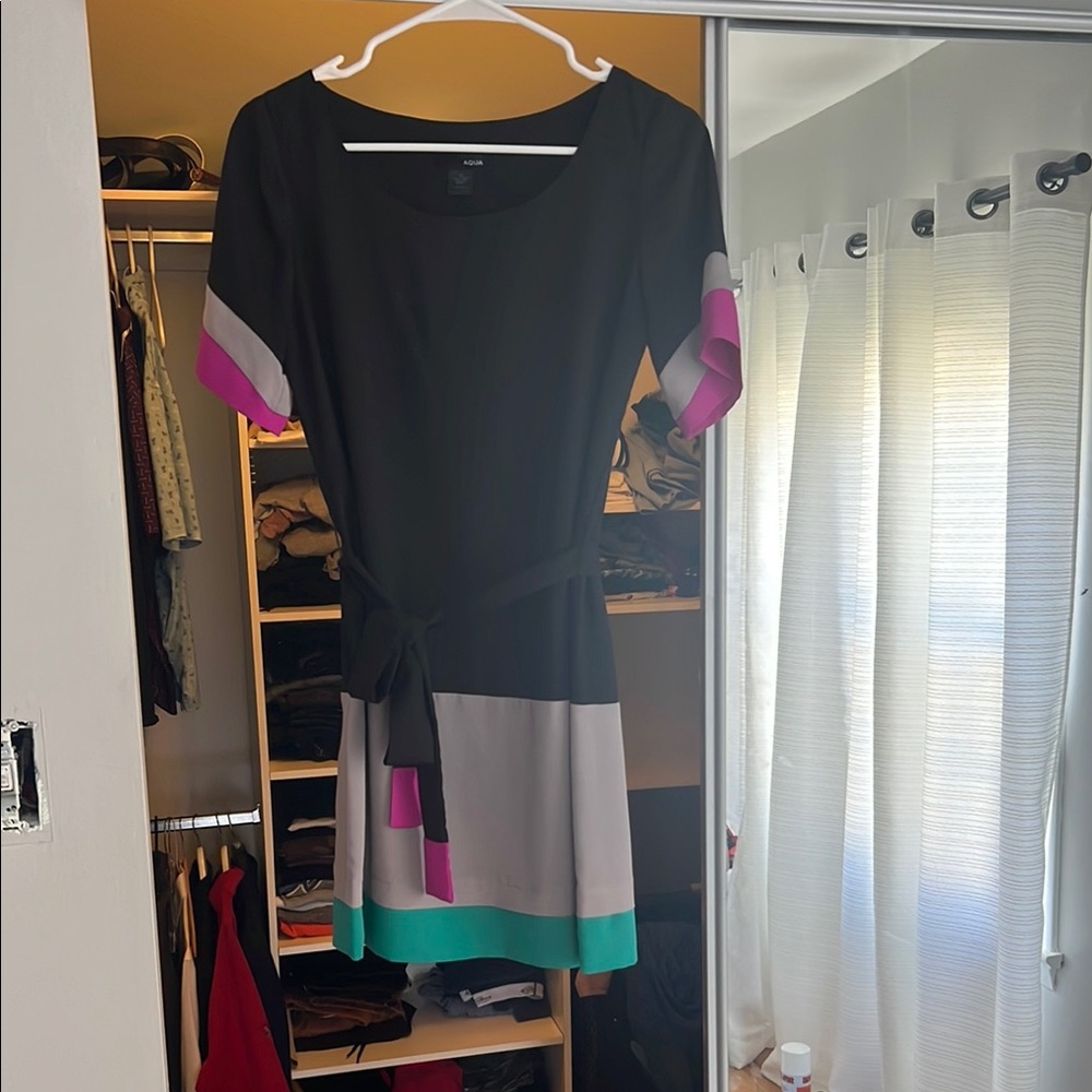 Aqua Black and Gray Mini Dress